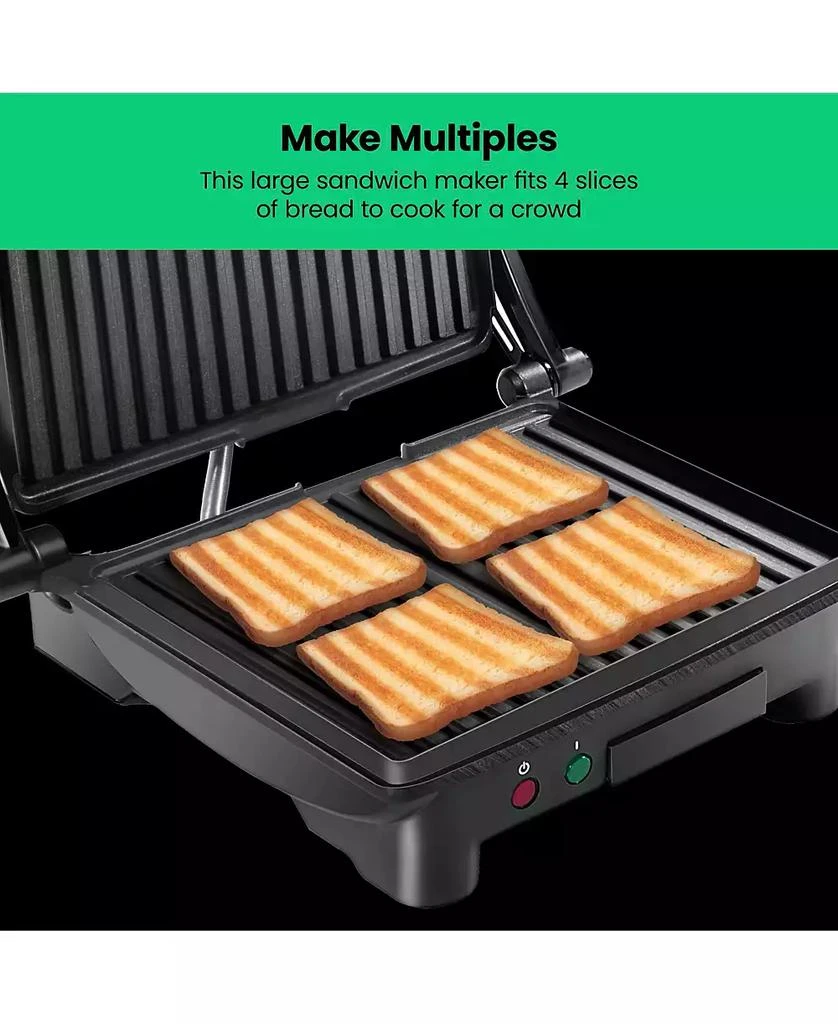 商品Chefman|Electric Panini Press & Grill w/ Non Stick Plates, Opens Flat,价格¥208,第4张图片详细描述