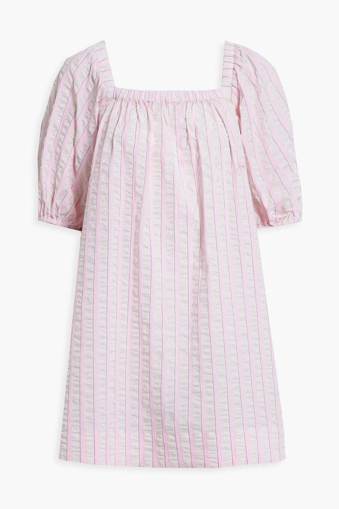 Gathered striped cotton-seersucker mini dress商品第3张图片规格展示