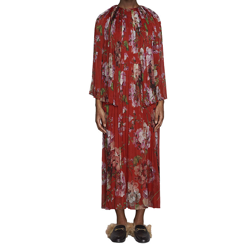 【预售3-7天】GUCCI/古驰 2015 Re-Edition系列 女士红色桑蚕丝花卉印花连衣裙662248ZFP426325商品第2张图片规格展示
