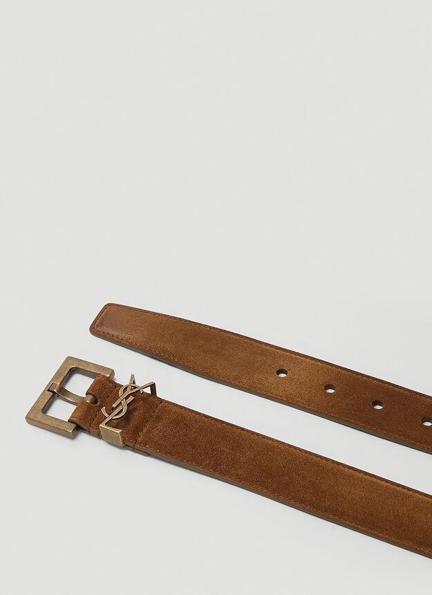 商品Yves Saint Laurent|Monogram Suede Belt in Brown,价格¥3841,第5张图片详细描述