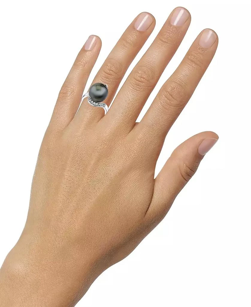 商品Macy's|Cultured Tahitian Pearl (13mm) & Diamond (1/3 ct. t.w.) Swirl Statement Ring in 14k White Gold,价格¥6265,第2张图片详细描述