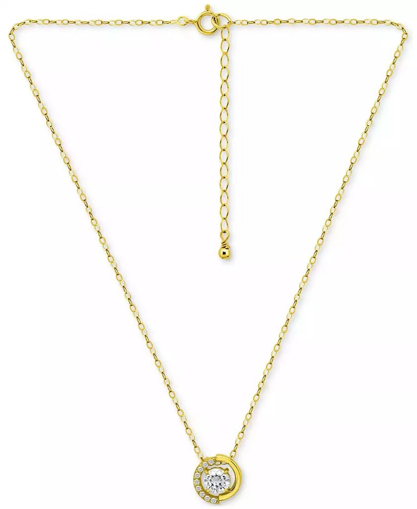 商品Giani Bernini|Cubic Zirconia Asymmetric Halo Pendant Necklace in 18k Gold-Plated Sterling Silver, 16" + 2" extender, Created for Macy's,价格¥148,第3张图片详细描述