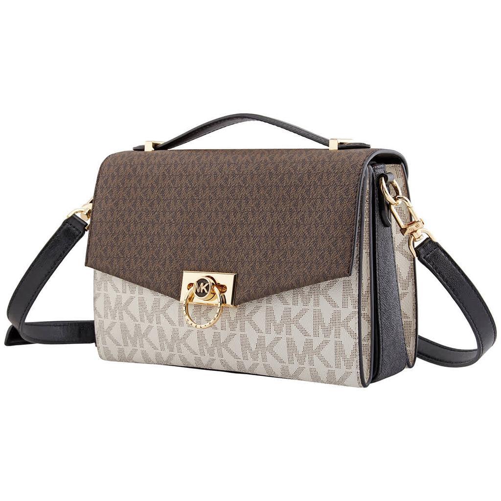 商品Michael Kors|Ladies Hendrix Medium Two-tone Logo Messenger Bag- Brown Multicolor,价格¥1857,第1张图片