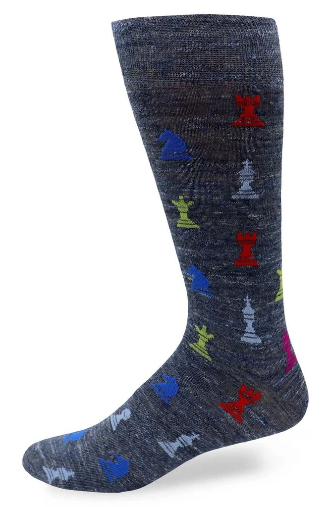 商品Lorenzo Uomo|Chess Piece Print Crew Socks,价格¥53,第1张图片