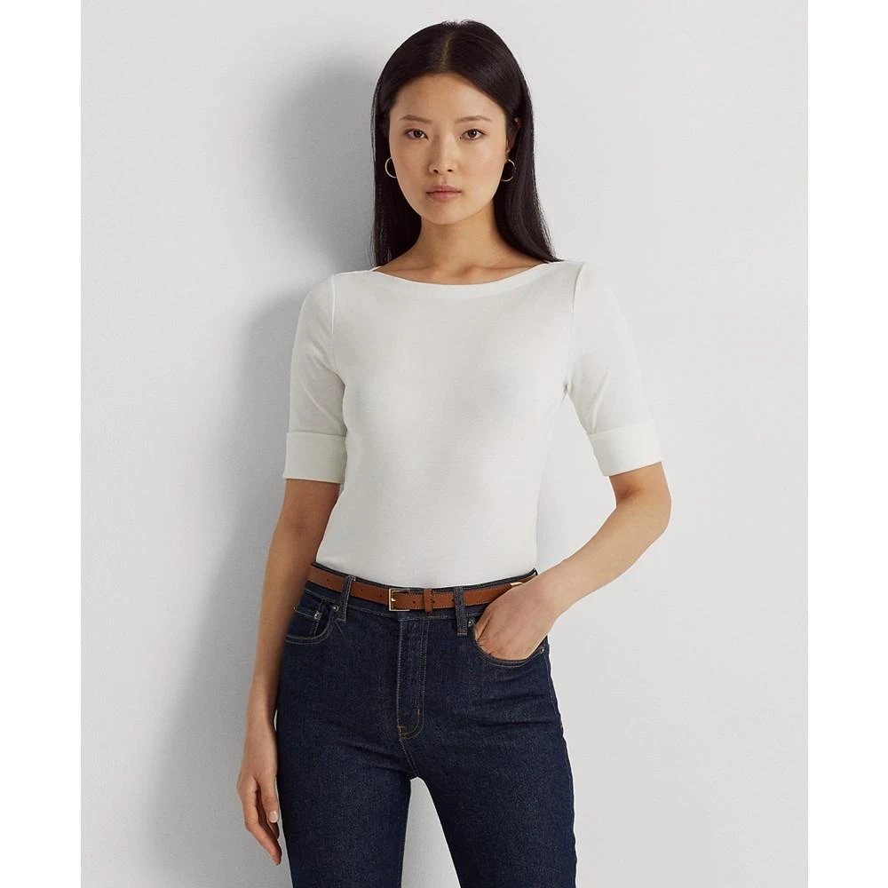 商品Ralph Lauren|Stretch Boatneck Top, Regular & Petite,价格¥386,第1张图片