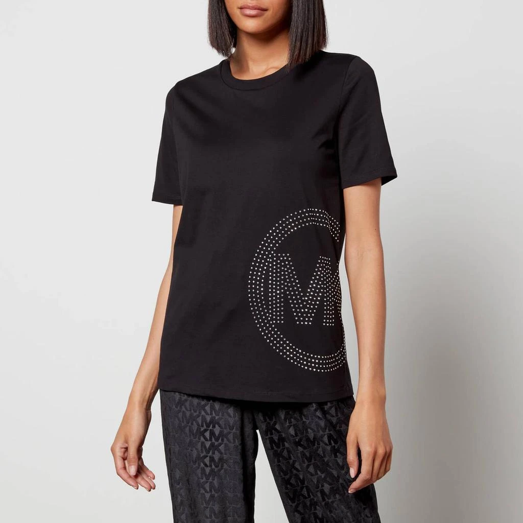 商品Michael Kors|MICHAEL Michael Kors Women's Studded Charm Classic T-Shirt - Black,价格¥356,第1张图片