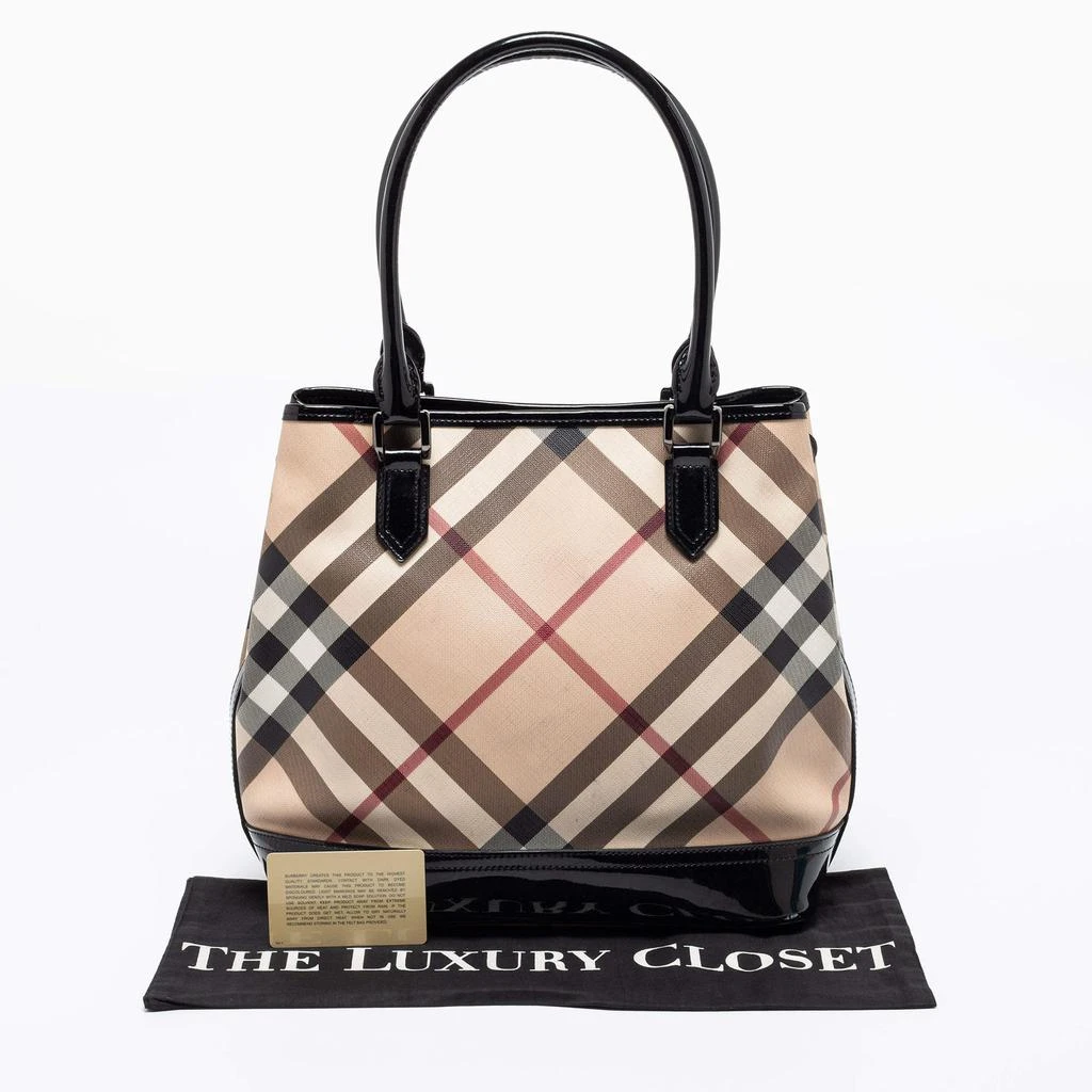 Burberry Black/Beige Nova Check PVC And Patent Leather Snap Tote 商品