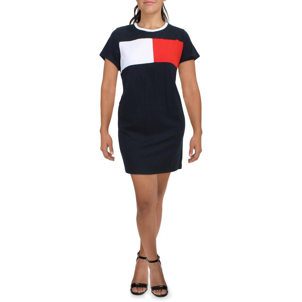 Tommy Hilfiger Womens Plus Colorblock Short T-Shirt Dress商品第1张图片规格展示