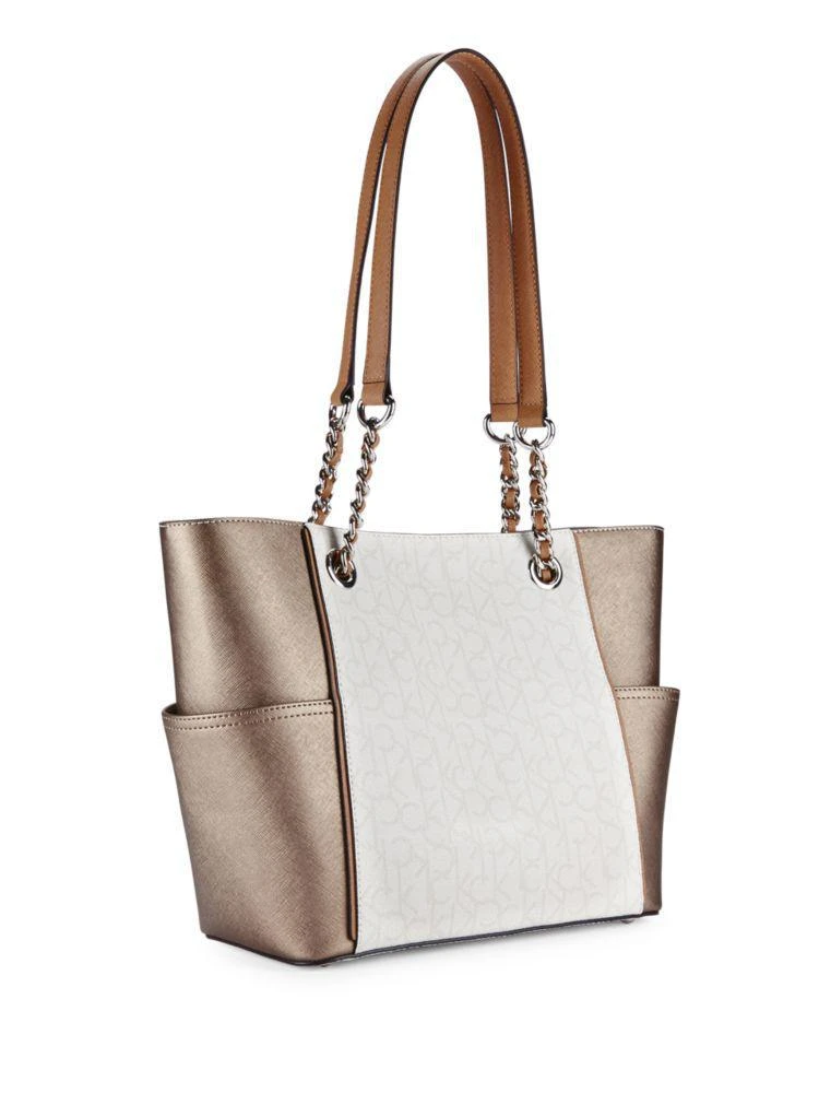 商品Calvin Klein|Colorblocked Monogram Faux Leather Tote,价格¥475,第5张图片详细描述