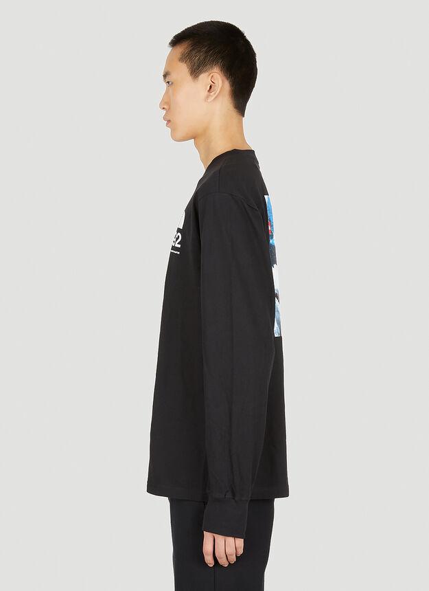 Logo Print Long Sleeve T-Shirt in Black商品第3张图片规格展示