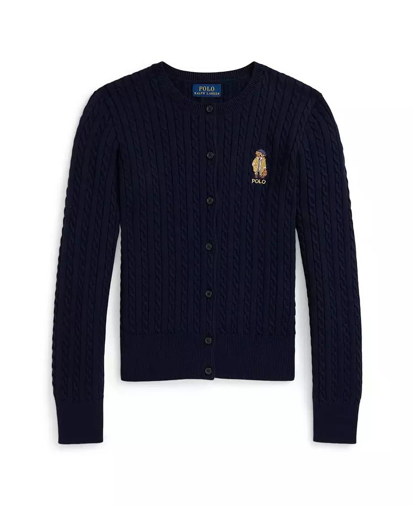 商品Ralph Lauren|Girls 7-16 Polo Bear Mini-Cable Cardigan,价格¥480,第1张图片