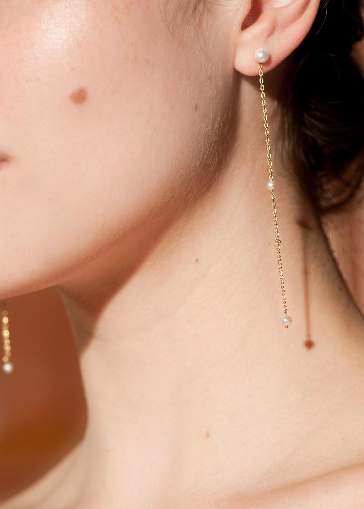 Twin pearl fountain 24k vermeil earrings商品第3张图片规格展示