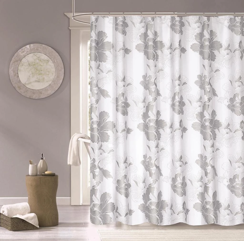 商品Dainty Home|Flower Burst Metallic Printed 100% Cotton Shower Curtain,价格¥303,第1张图片