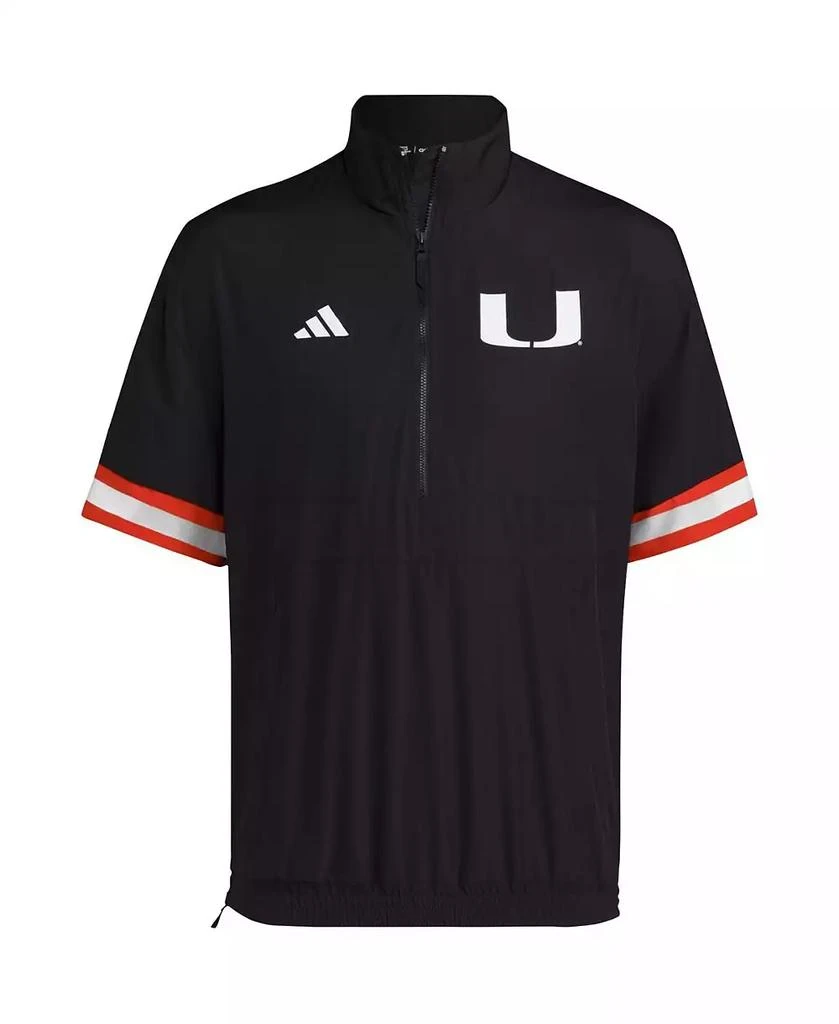 商品Adidas|Men's Black Miami Hurricanes Strategy Short Sleeve Half-Zip Jacket,价格¥472,第3张图片详细描述