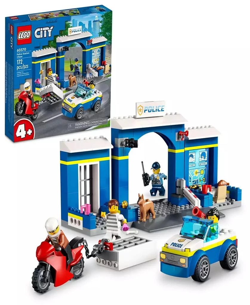 商品LEGO|City Police Station Chase 60370 Toy Building Set with 2 Police and 2 Crook Minifigures and Police Dog,价格¥253,第1张图片