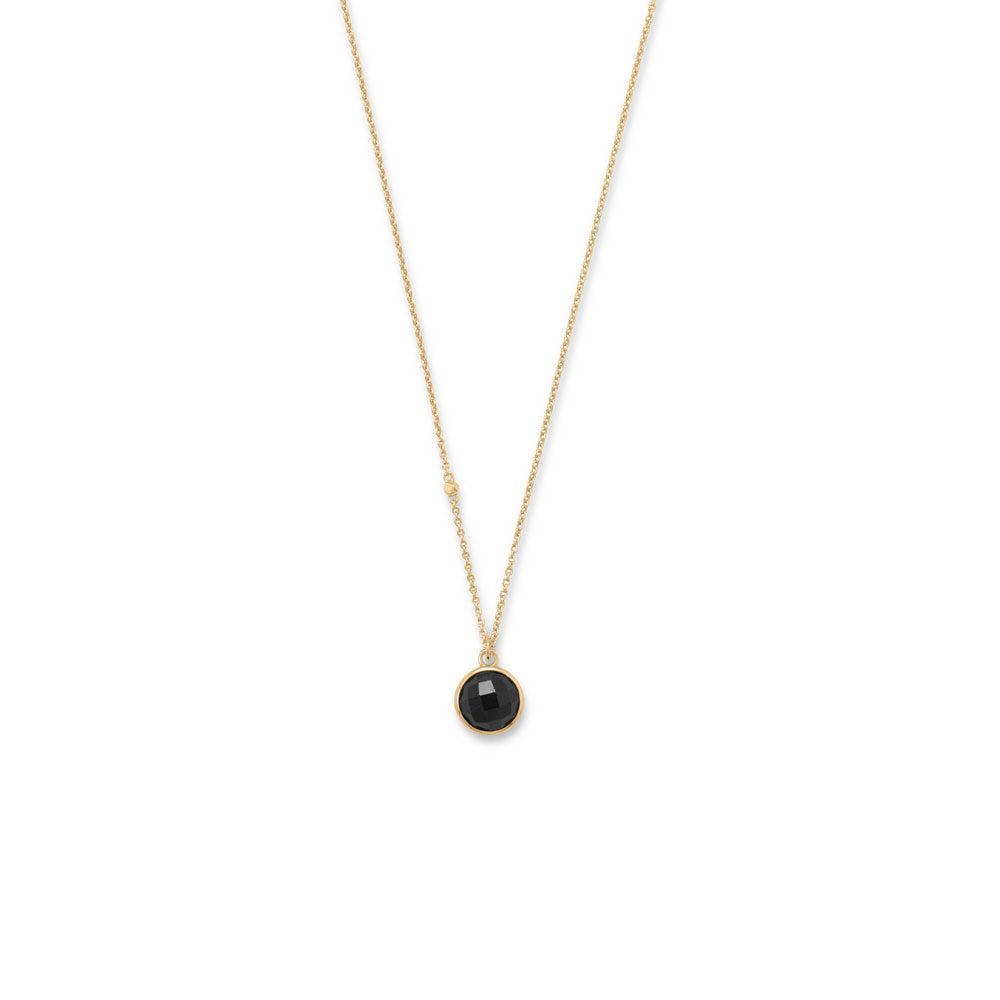 16" + 2" 14 Karat Gold Plated Faceted Black Onyx Necklace image 2