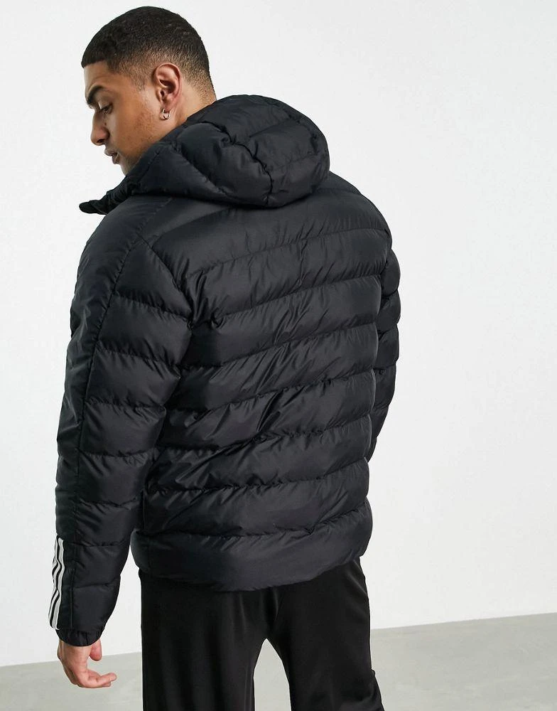 商品Adidas|adidas Outdoor puffer jacket with hood and three stripes in black,价格¥1199,第2张图片详细描述