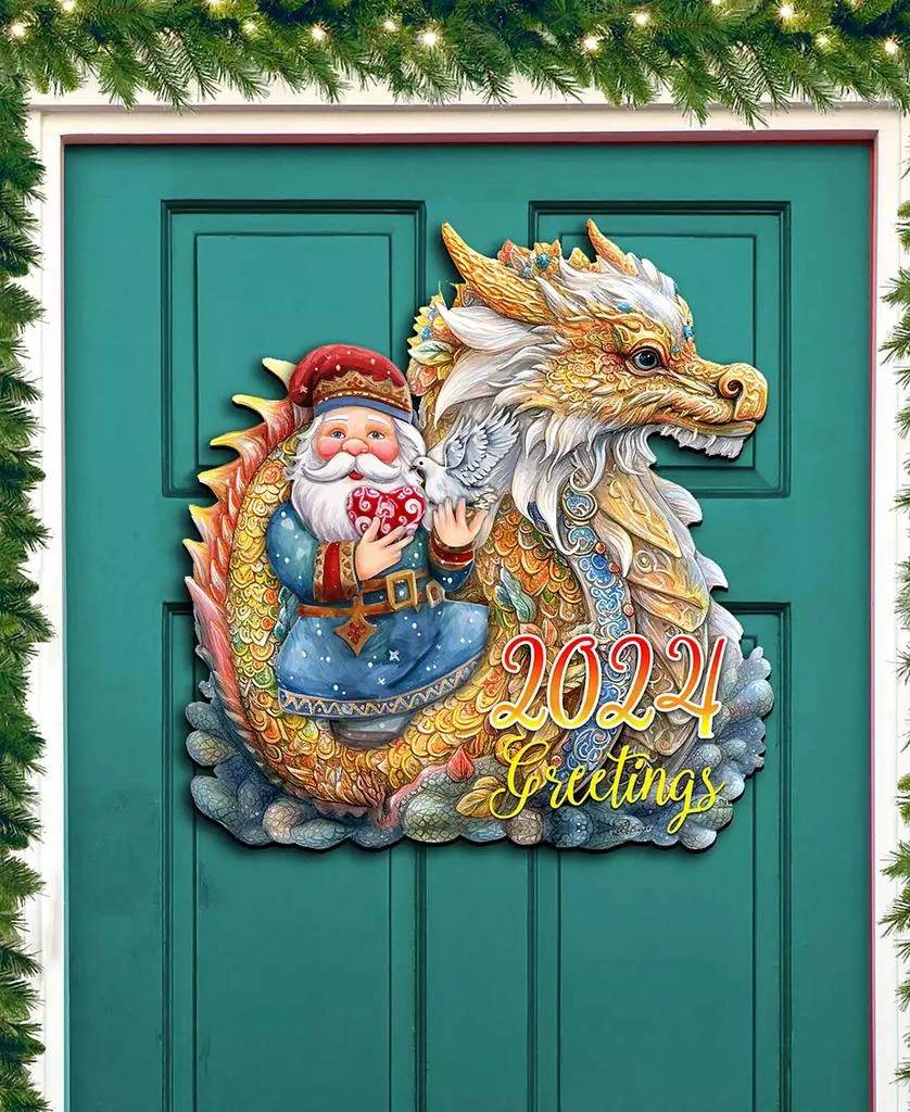 商品Designocracy|Santa with Dragon Christmas Wooden Door Decor Wall Decor G. DeBrekht,价格¥989,第3张图片详细描述
