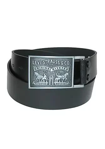 商品Levi's|Mens Leather Bridle Belt With Antiqued Removable Plaque Buckle,价格¥203,第1张图片