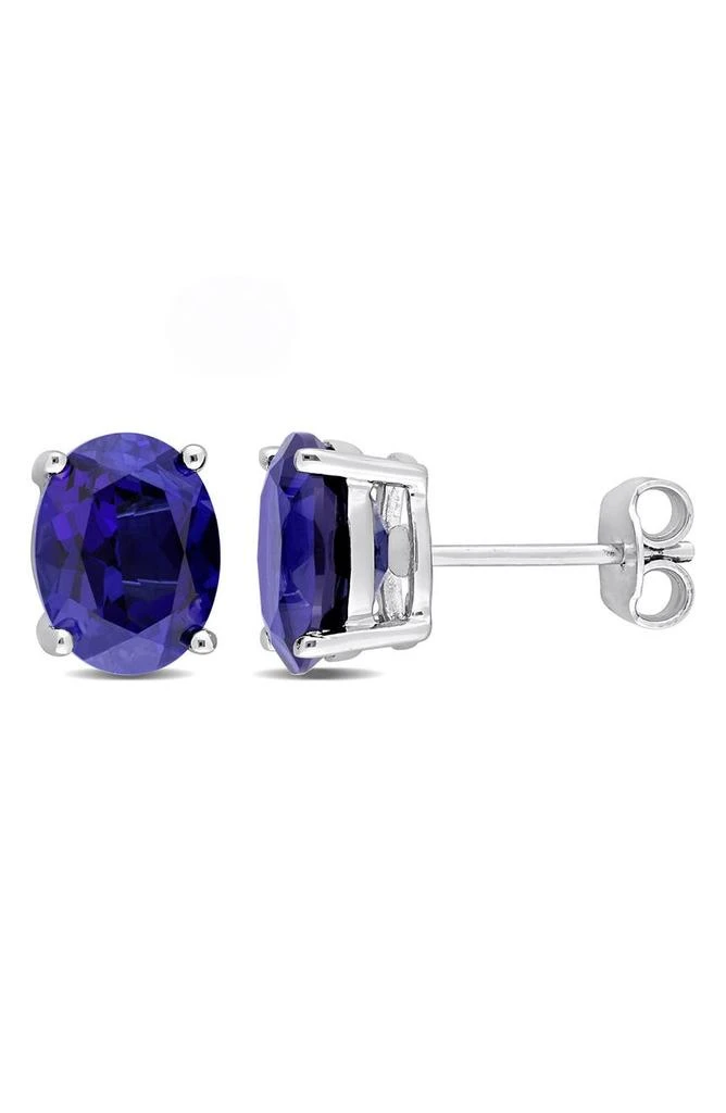商品DELMAR|Sterling Silver Created Blue Sapphire Stud Earrings,价格¥704,第1张图片