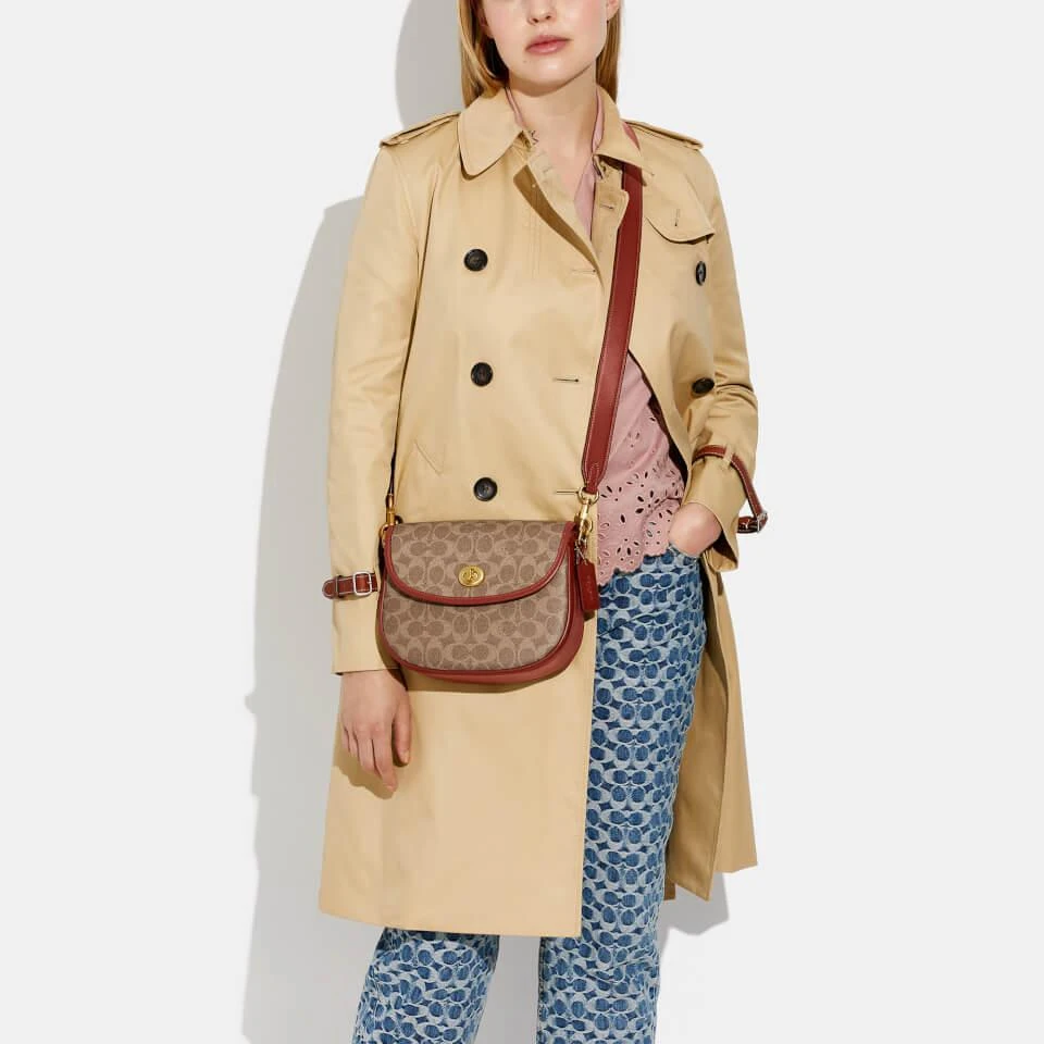 商品Coach|Coach Women's Coated Canvas Signature Willow Saddle Bag - Tan Rust,价格¥2599,第2张图片详细描述