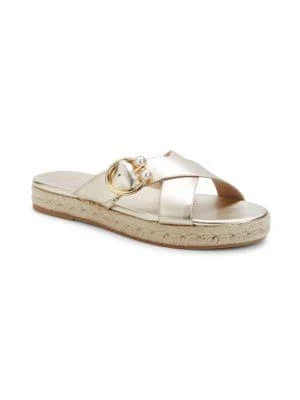 商品Stuart Weitzman|Leather Crossover Espadrille Sandals,价格¥1107,第2张图片详细描述