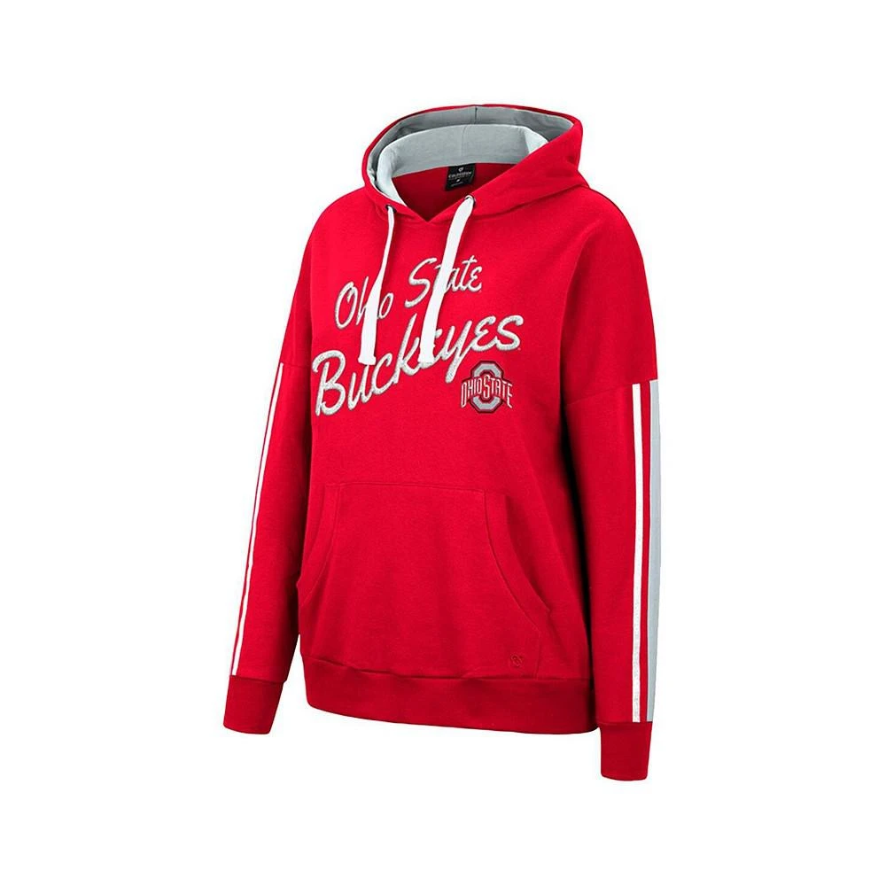 商品Colosseum|Women's Scarlet Ohio State Buckeyes Serena Oversized Sleeve Striping Pullover Hoodie,价格¥293,第3张图片详细描述