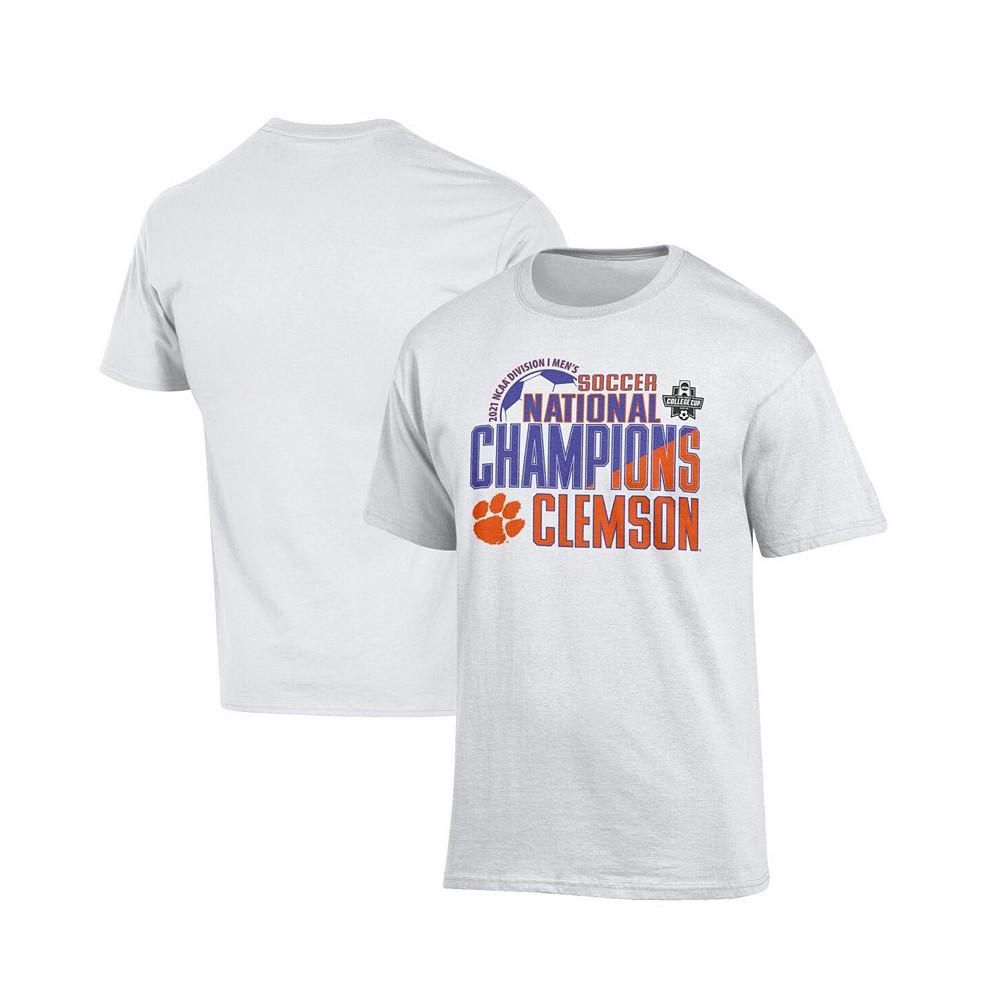 Men's White Clemson Tigers 2021 NCAA Men's Soccer National Champions T-shirt商品第1张图片规格展示