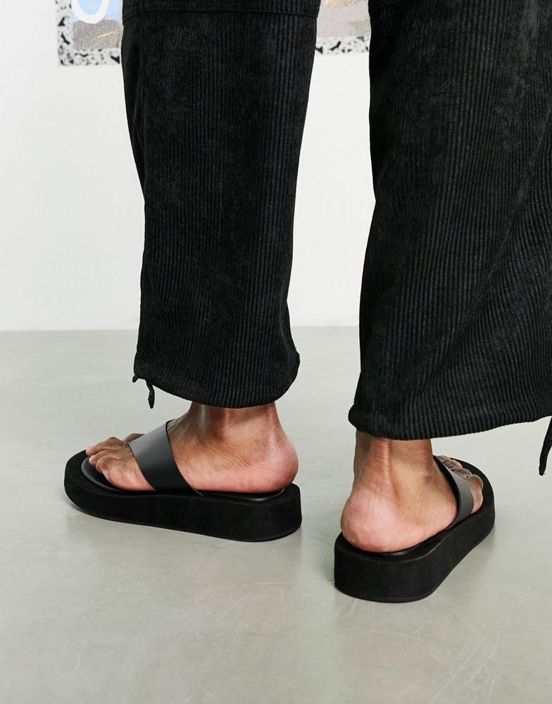 商品ASOS|ASOS DESIGN flip flop on angular wedge sole in black,价格¥132,第4张图片详细描述