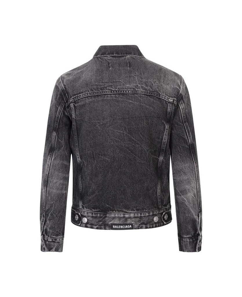商品Balenciaga|Woman Shrunk Ruffled Jacket In Black Japanese Denim,价格¥6711,第2张图片详细描述