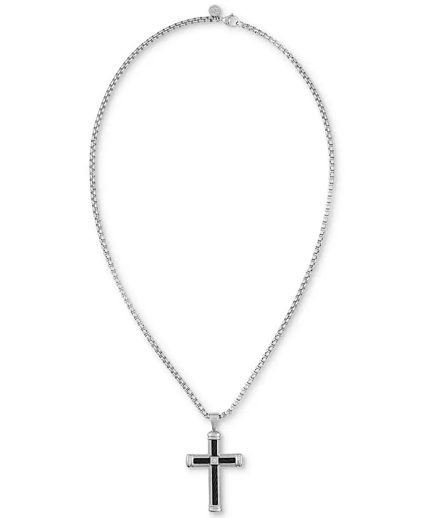 商品Esquire Men's Jewelry|Diamond Accent Cross 22" Pendant Necklace  in Stainless Steel & Black Ion-Plate, Created for Macy's,价格¥562,第3张图片详细描述