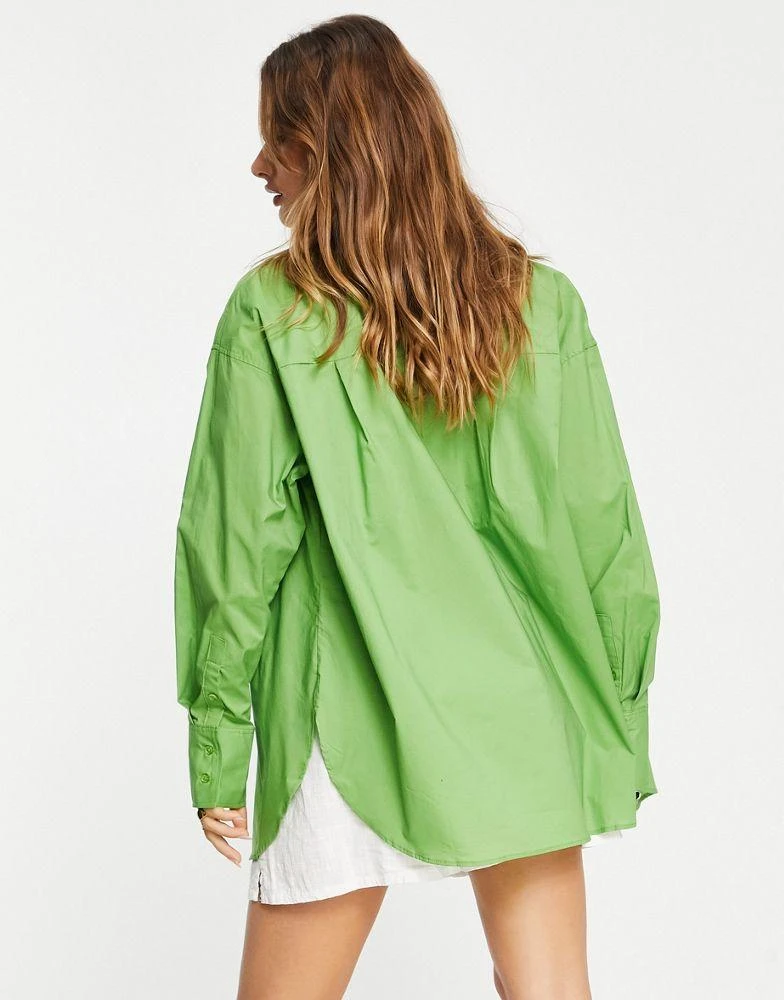 商品Mango|Mango oversized shirt in bright green,价格¥176,第2张图片详细描述