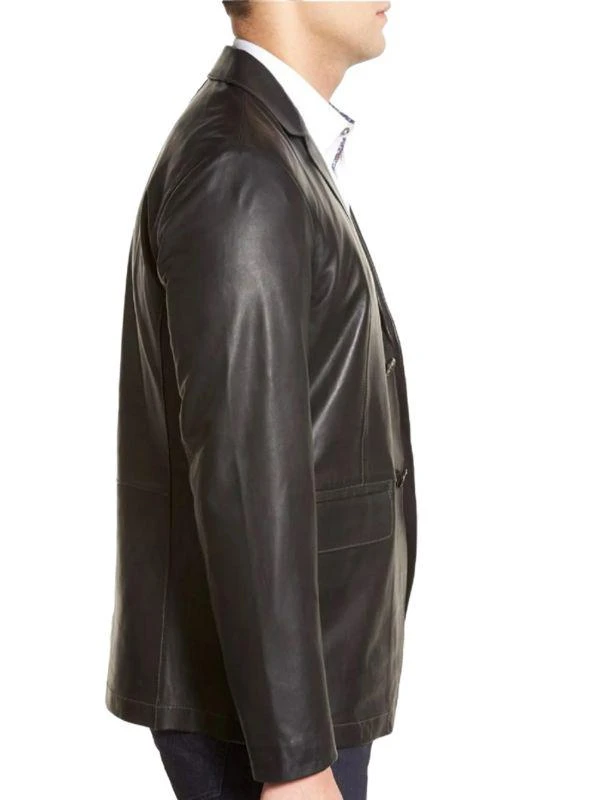 商品Missani Le Collezioni|Classic Fit Lambskin Leather Blazer,价格¥1588,第3张图片详细描述
