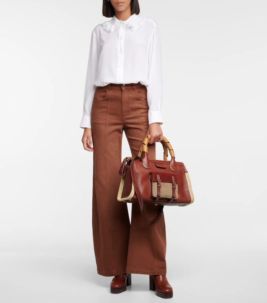 商品Chloé|Chloé for Mytheresa –  Edith S号酒椰叶纤维边饰皮革托特包,价格¥26814,第5张图片详细描述