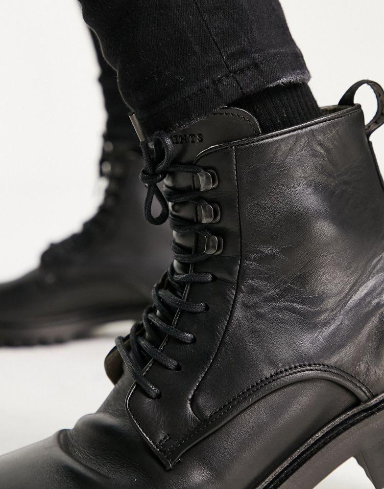 AllSaints Laker lace up leather boots in black商品第4张图片规格展示