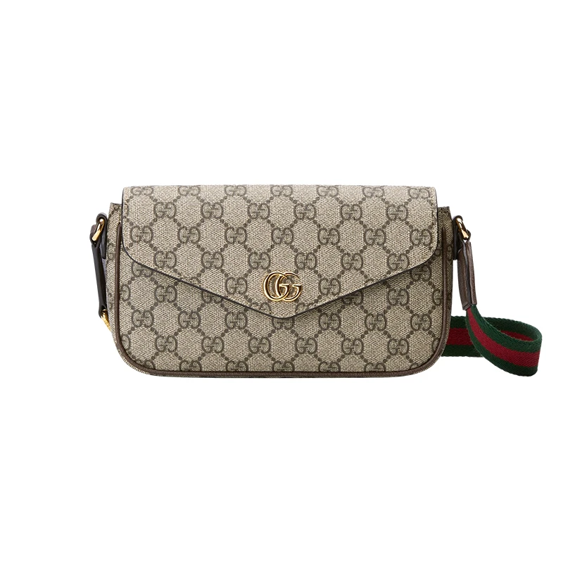 商品Gucci|古驰 23新款 OPHIDIA女士迷你米色/乌木色GG帆布配皮按扣开合斜挎包 76496196IWG8745（两色可选）,价格¥7465,第1张图片