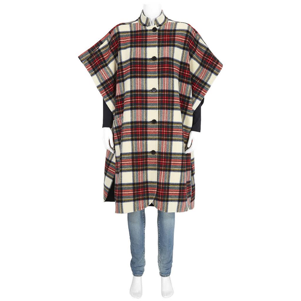 Burberry Plaid Print Wool Blend Poncho商品第1张图片规格展示