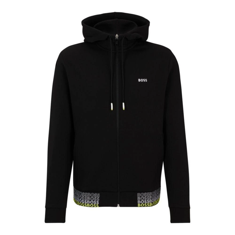 商品Hugo Boss|Cotton-blend zip-up hoodie with embroidered logos,价格¥841,第1张图片