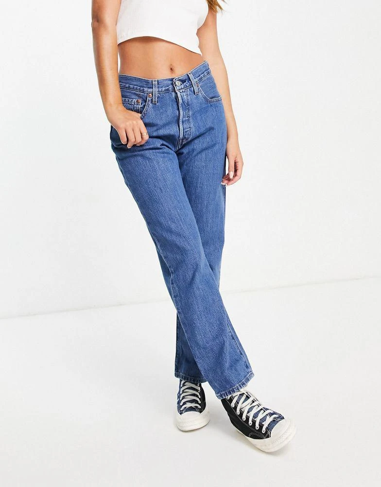 商品Levi's|Levi's 501 high rise straight leg crop jeans in mid wash,价格¥898,第4张图片详细描述