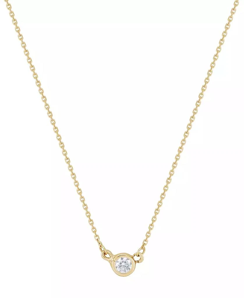 商品Macy's|Children's Cubic Zirconia Solitaire Pendant Necklace in 14k Gold, 14" + 2" extender,价格¥985,第1张图片