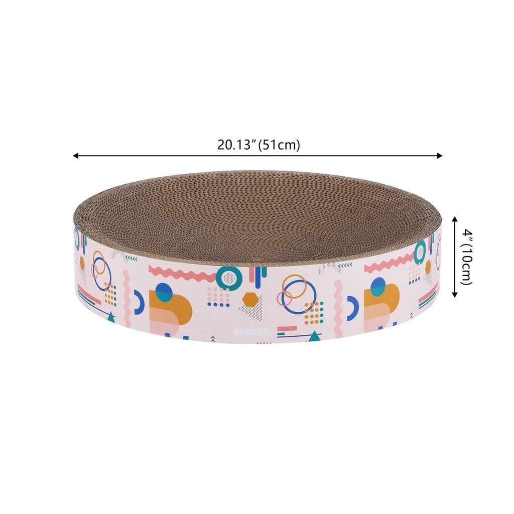 商品THE LICKER STORE|Nelson 20.13" Modern Cardboard Round Bowl Cat Scratcher with Catnip, Light Pink/Multi,价格¥413,第4张图片详细描述