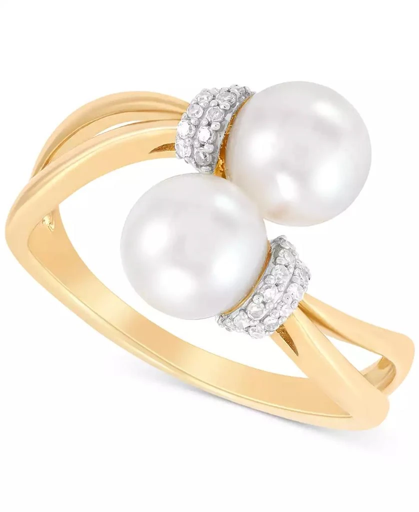 商品Honora|Cultured Freshwater Pearl (7mm) & Diamond (1/10 ct. t.w.) Bypass Ring in 10k Gold,价格¥2152,第3张图片详细描述