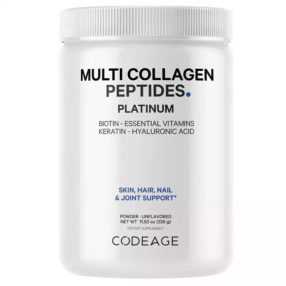 商品Codeage|Platinum Multi Collagen Peptides Powder, Biotin, Vitamin C, Keratin, Hydrolyzed Collagen Protein - 11.50 oz,价格¥299,第1张图片