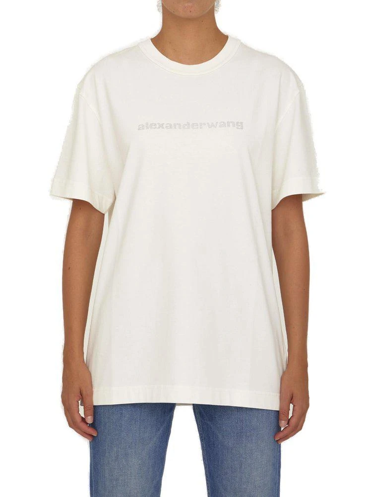 商品Alexander Wang|Alexander Wang Logo Printed Sequinned Crewneck T-Shirt,价格¥1217,第1张图片