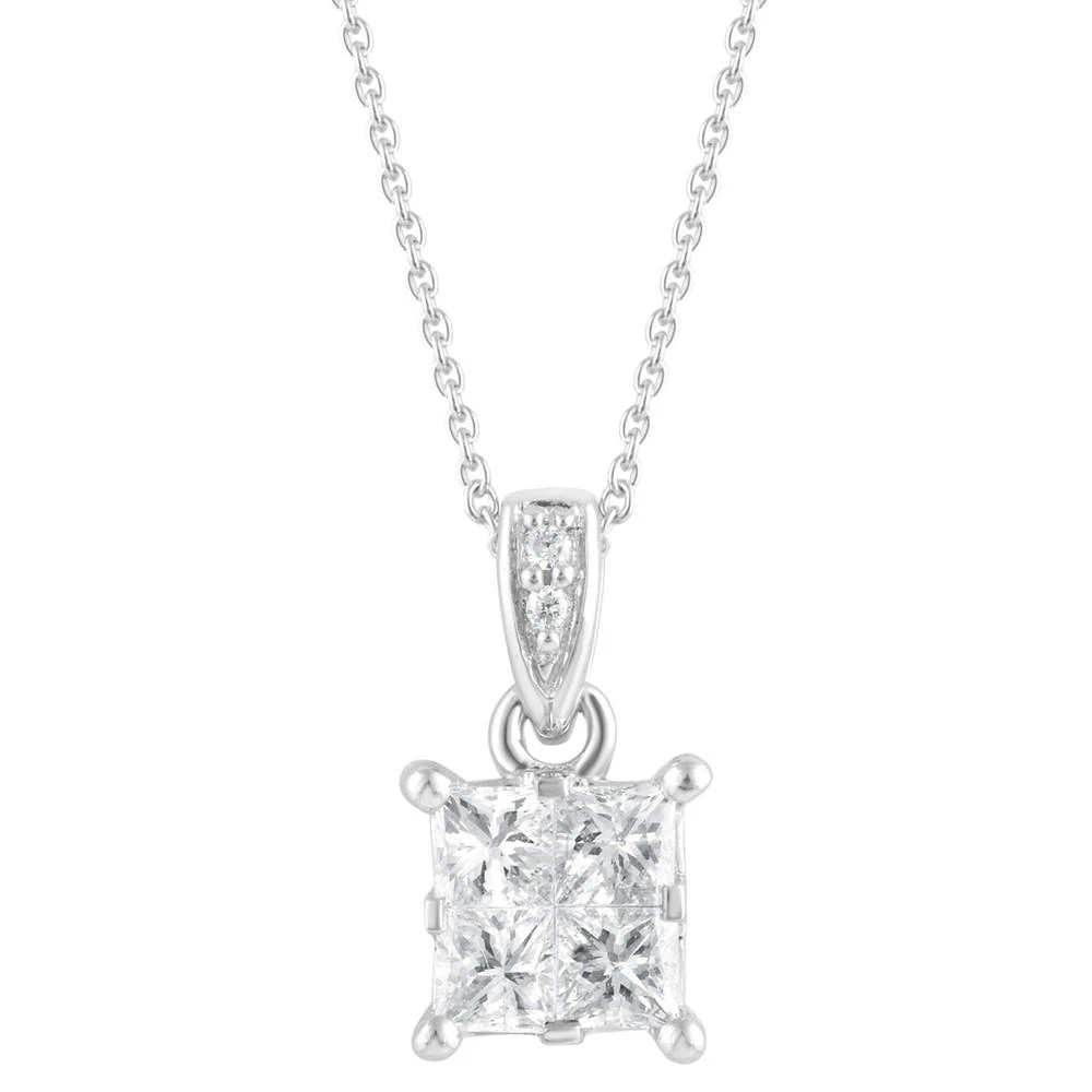 商品Macy's|Diamond Princess-Cut 18" Pendant Necklace (1/2 ct. t.w.) in 14k White Gold,价格¥15785,第1张图片