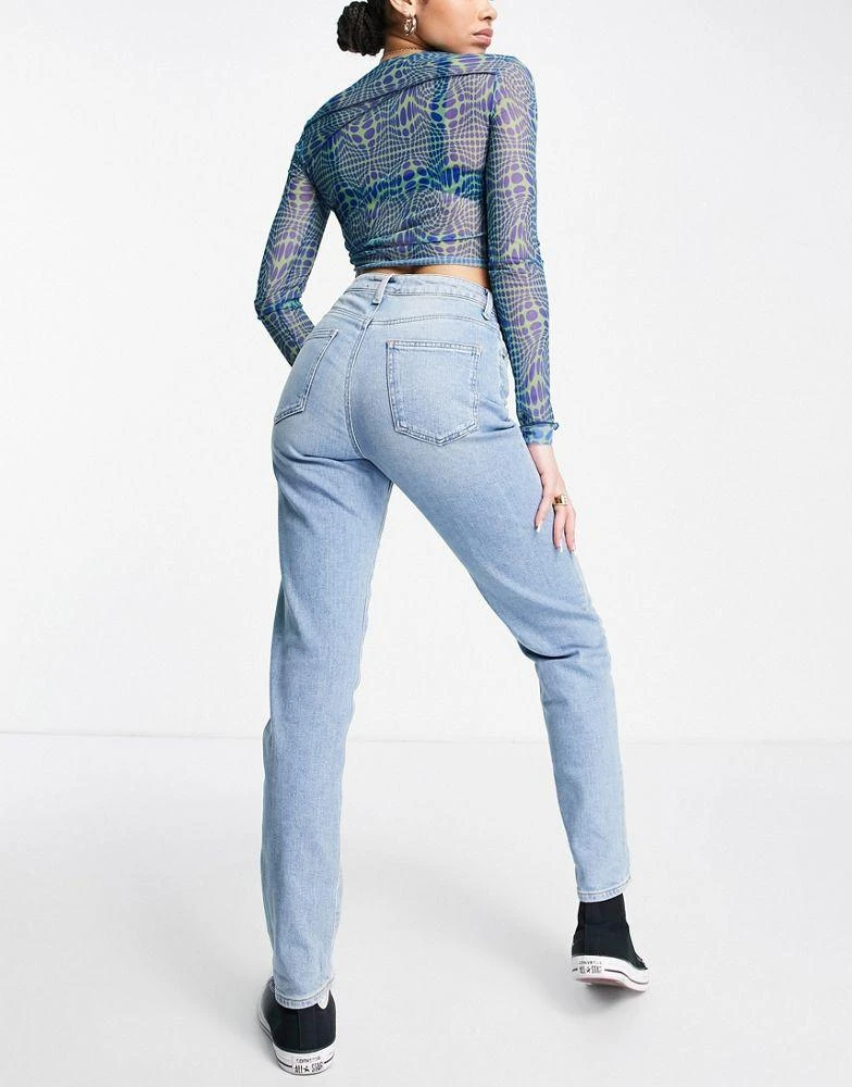 商品ASOS|ASOS DESIGN high rise farleigh 'slim' mom jeans in stonewash,价格¥153,第2张图片详细描述