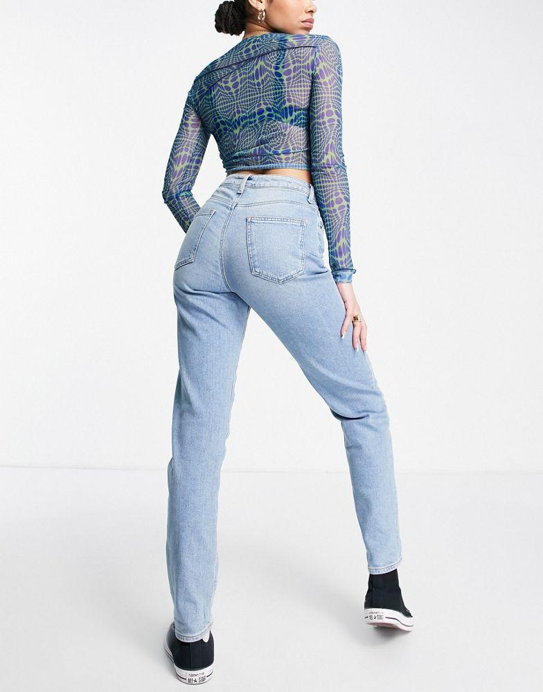 商品ASOS|ASOS DESIGN high rise farleigh 'slim' mom jeans in stonewash,价格¥130,第4张图片详细描述