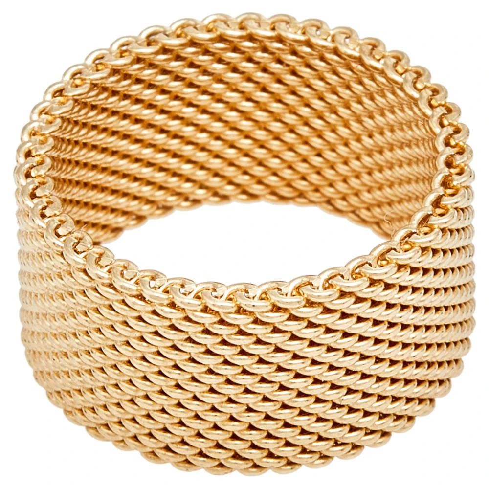Tiffany & Co. Somerset 18k Yellow Gold Mesh Band Ring Size 49 商品