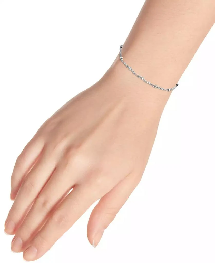 商品Giani Bernini|Sterling Silver Bracelet,  7-1/4" Singapore Small Beaded Chain,价格¥385,第2张图片详细描述