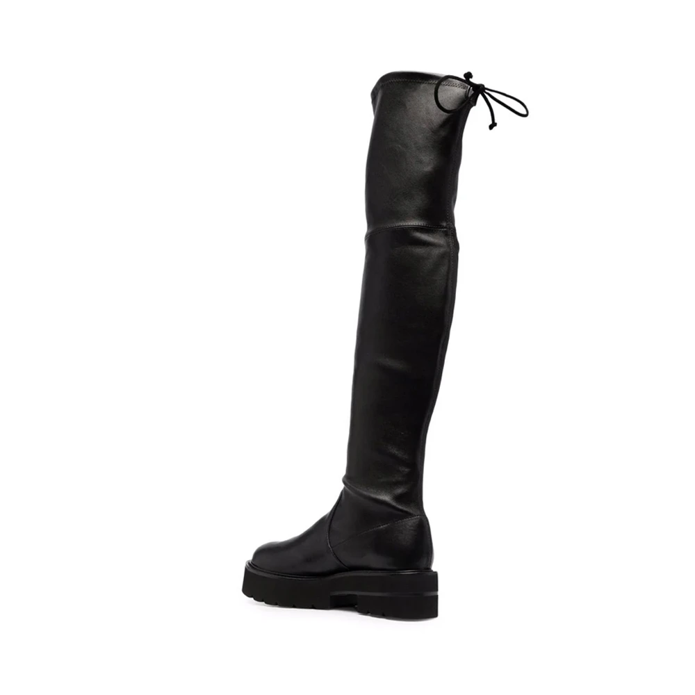 STUART WEITZMAN 女士黑色小羊皮系带过膝靴  LOWLAND-ULTRALNAPPA-BLACK 商品